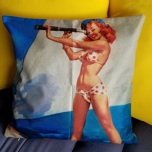 Vintage Style Pin Up Girl Pillow Cover